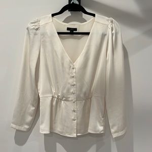 J crew Cream v neck button blouse